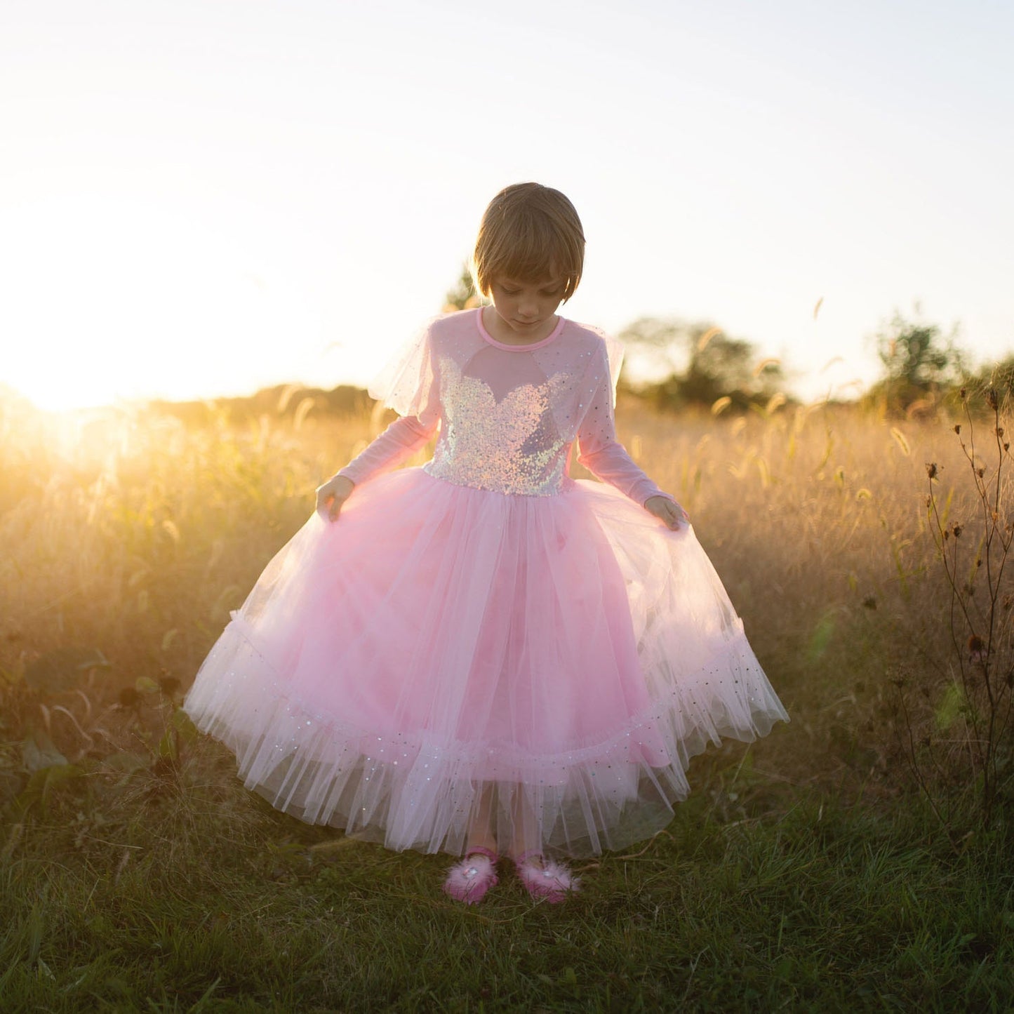 Great Pretenders Verkleedjurk prinses roze elegant, 7-8 jaar
