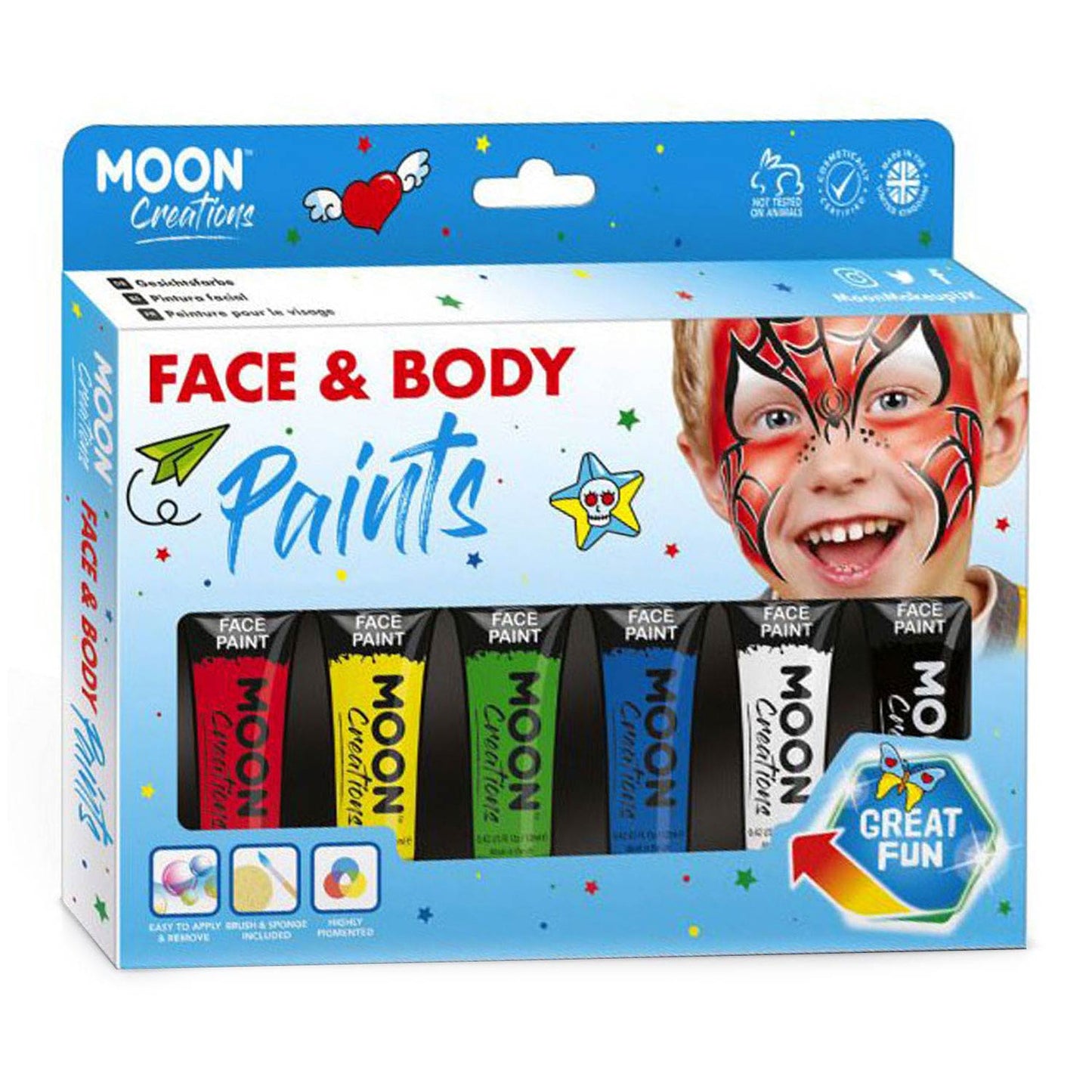 Haza Witbaard Face body paint schminkset - primaire kleuren