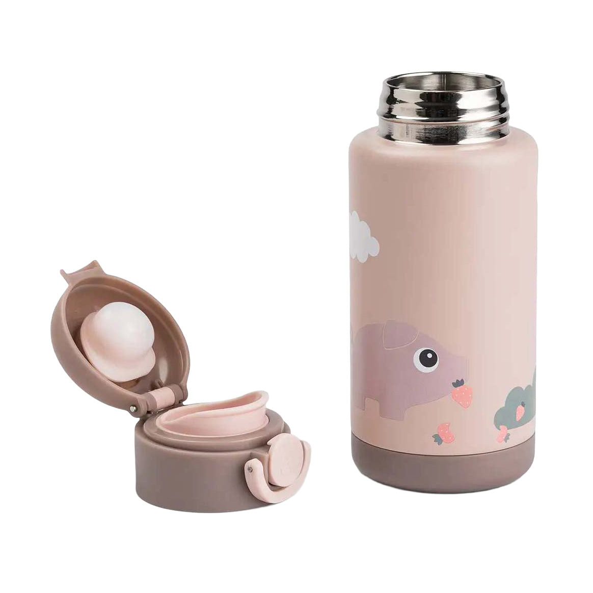 Done By Deer geïsoleerde drinkfles tiny farm - roze