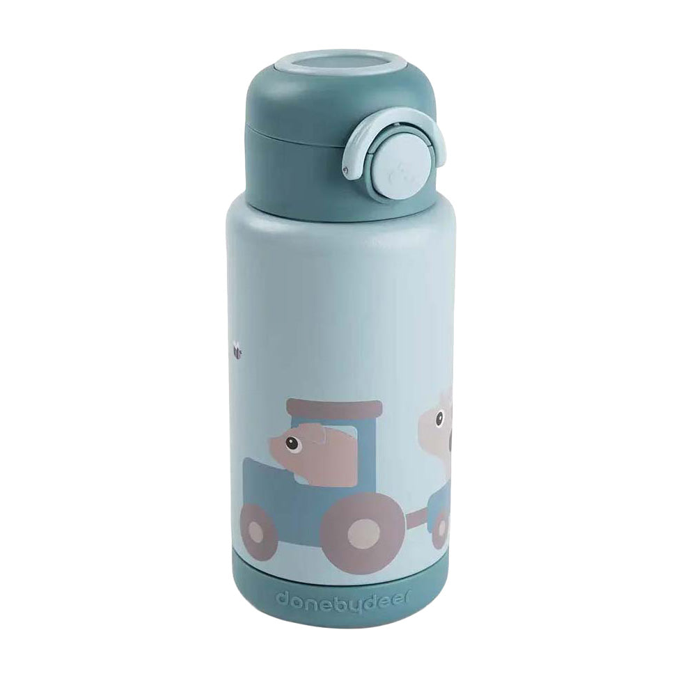 Done By Deer geïsoleerde drinkfles tiny farm - blauw