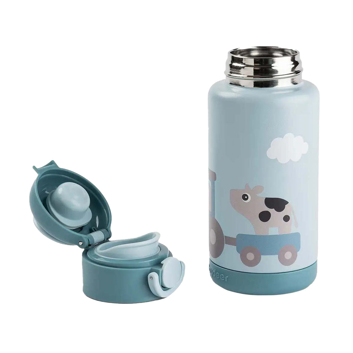 Done By Deer geïsoleerde drinkfles tiny farm - blauw
