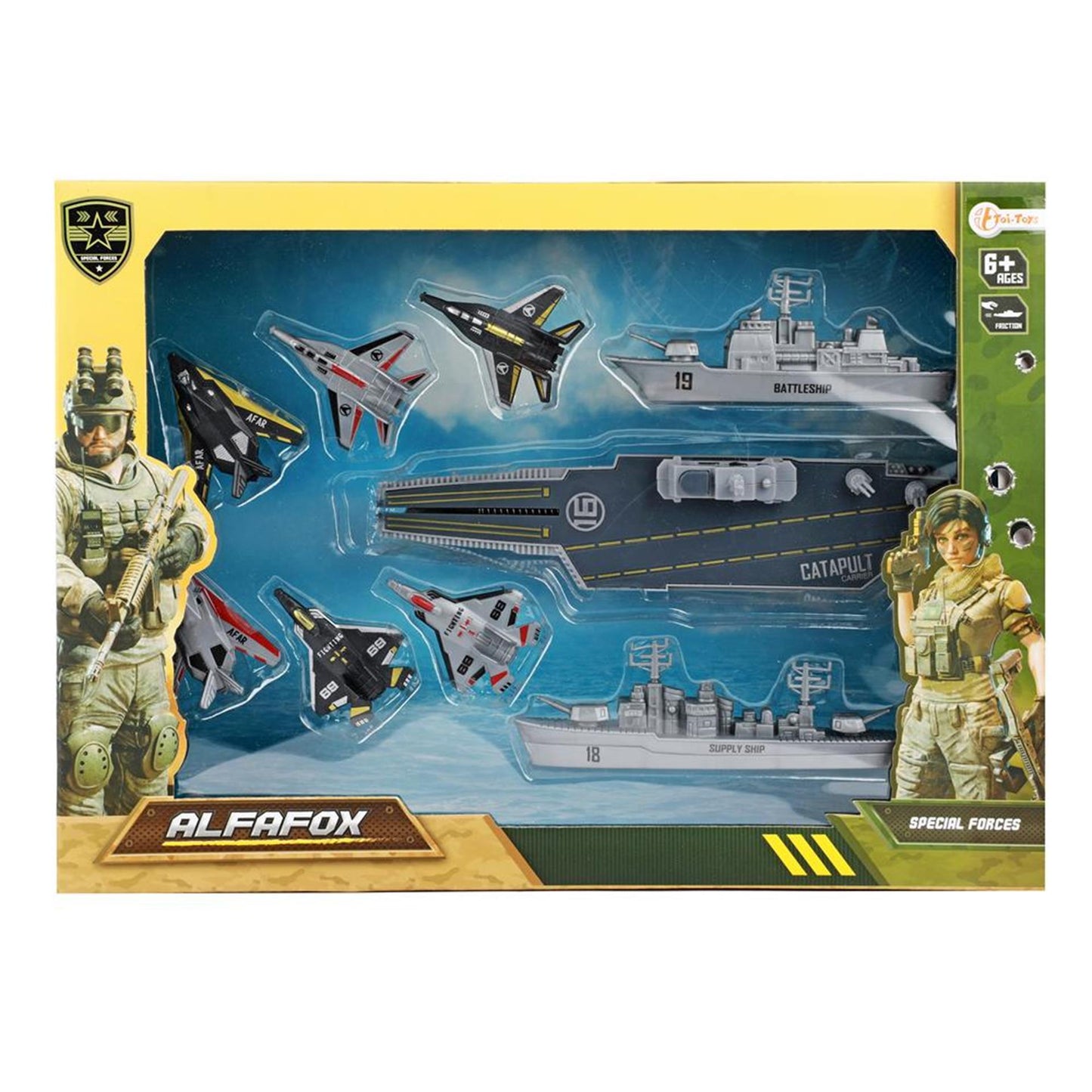Toi-Toys Toi toys vliegdekschip + straaljagers