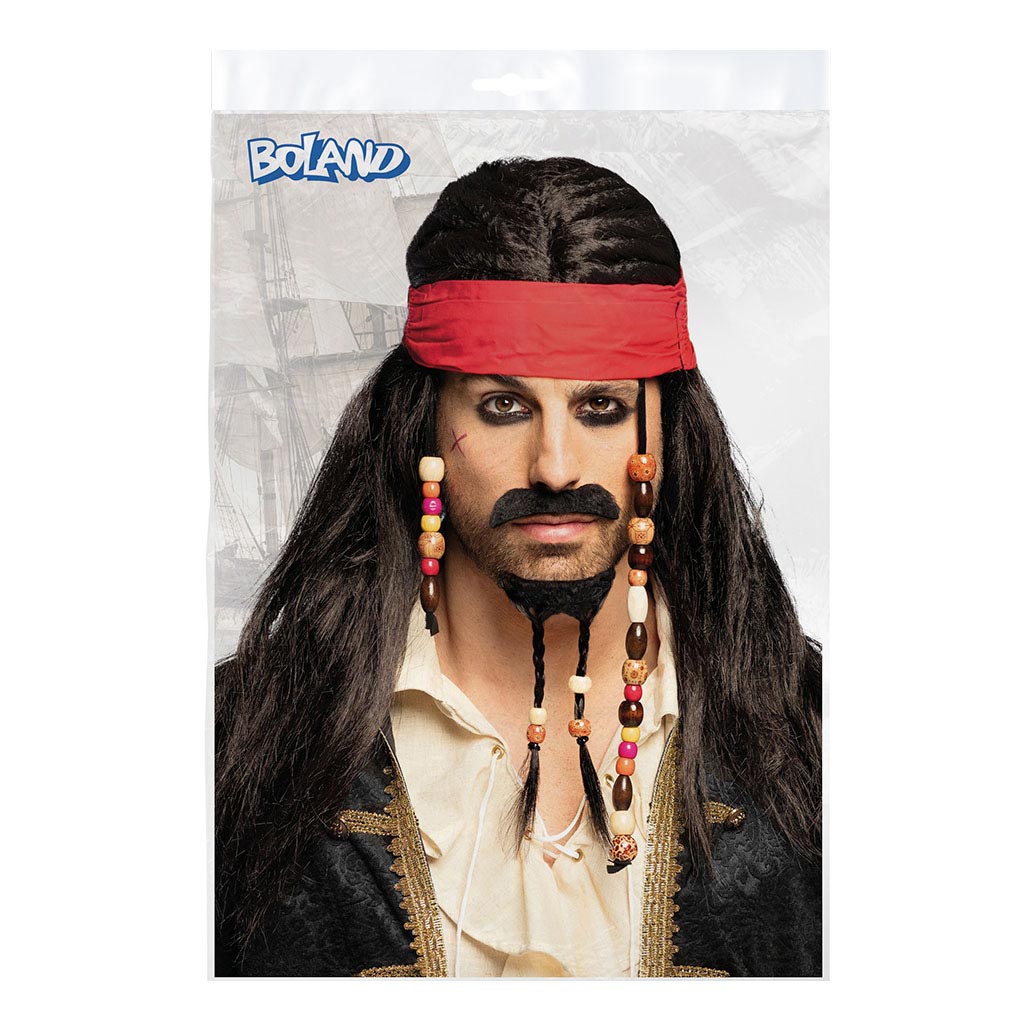 Boland Pruik tobias met bandana, snor en baard