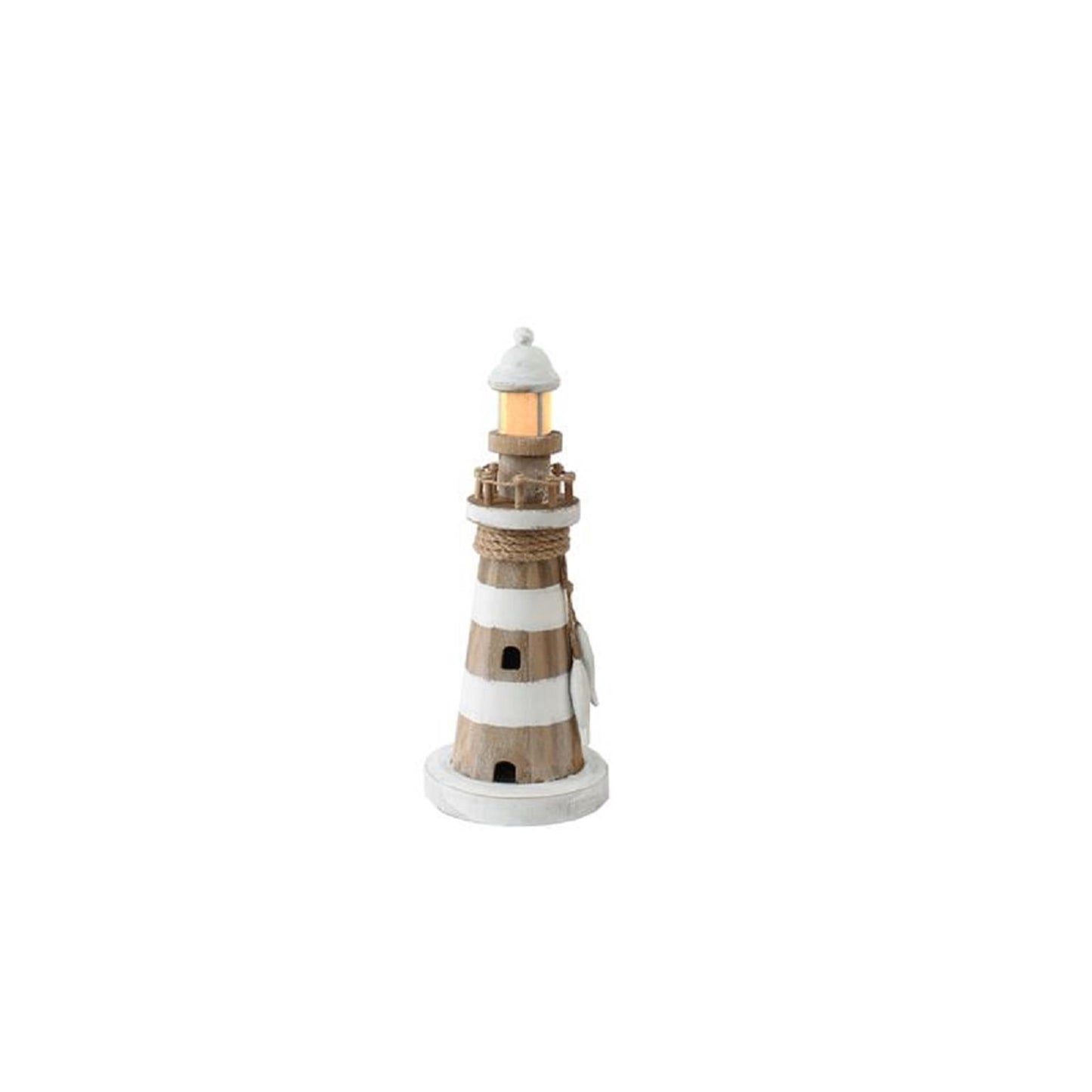 Gerkimex Vuurtoren hout met licht 11,5x11,5x29cm
