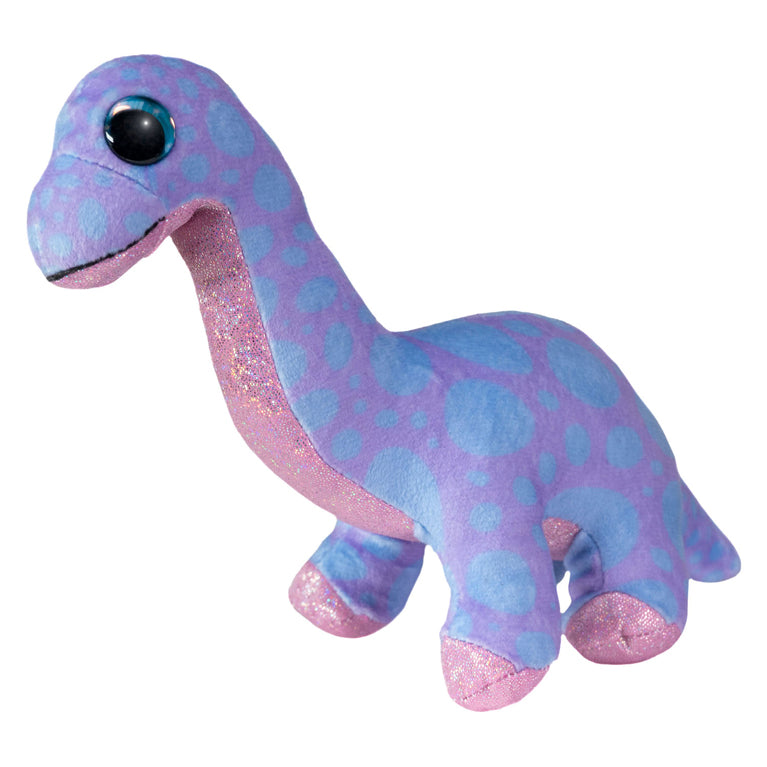 Lumo Stars knuffel dino brontosaur paars 15cm pluche speelgoed.