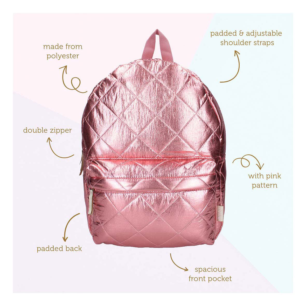Milky Kiss rugzak lush life roze metallic