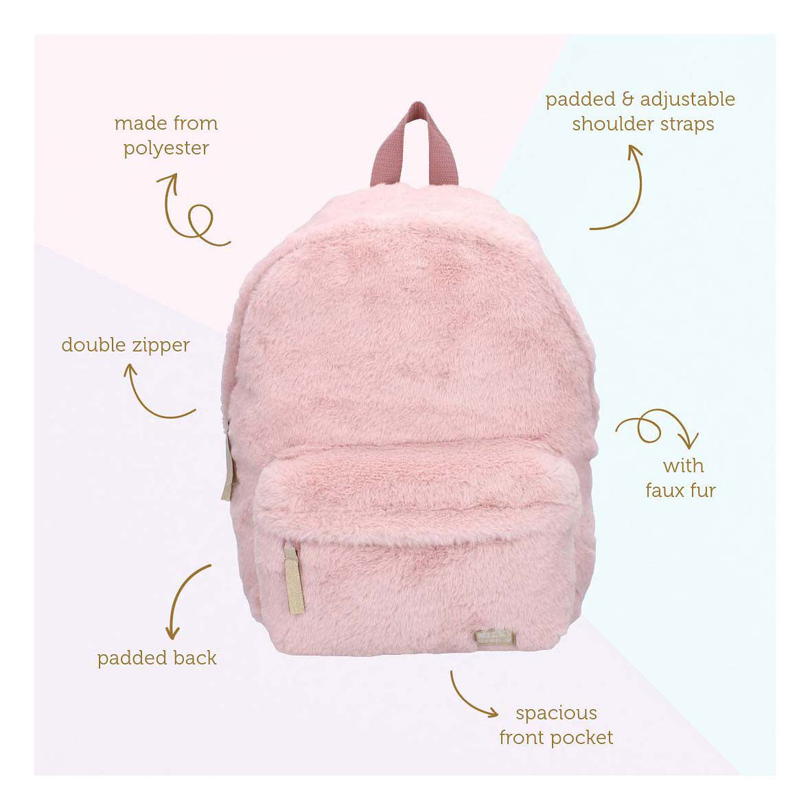 Milky Kiss rugzak the wow factor fluffy lichtroze