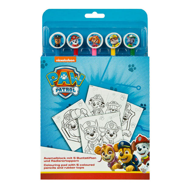 Undercover Kleurblok paw patrol met 5 kleurpotloden