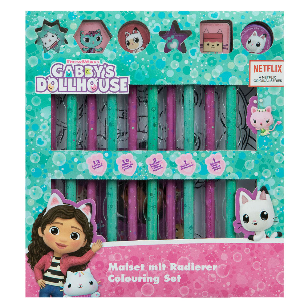Undercover Kleurset met gummen gabby's poppenhuis, 29dlg.