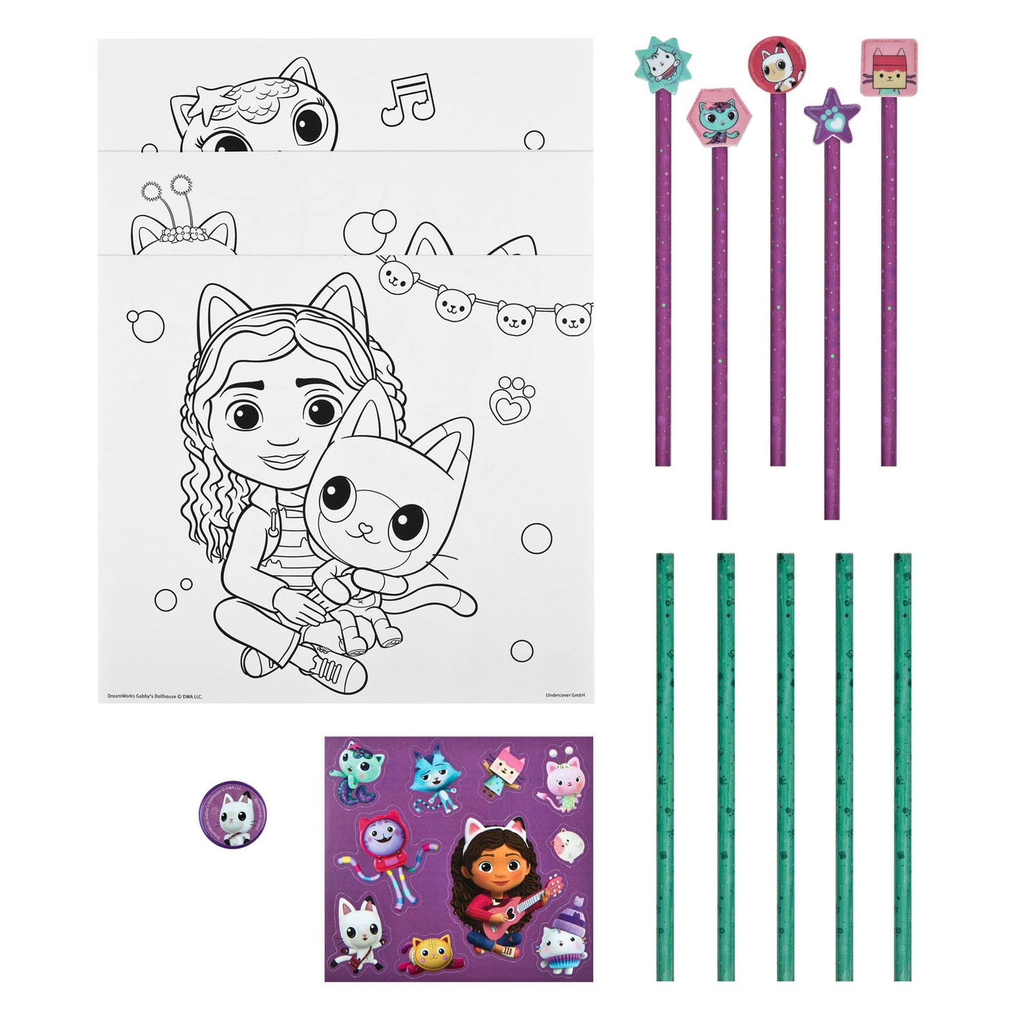 Undercover Kleurset met gummen gabby's poppenhuis, 29dlg.