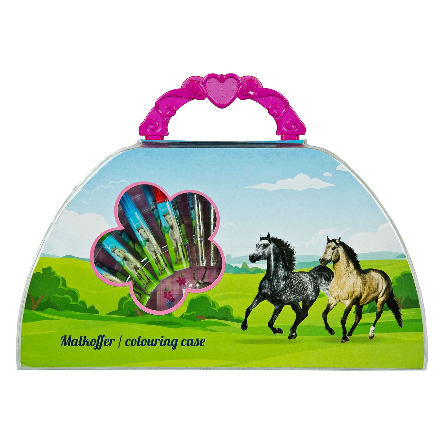 Merkloos Kleurkoffer paarden, 51dlg.