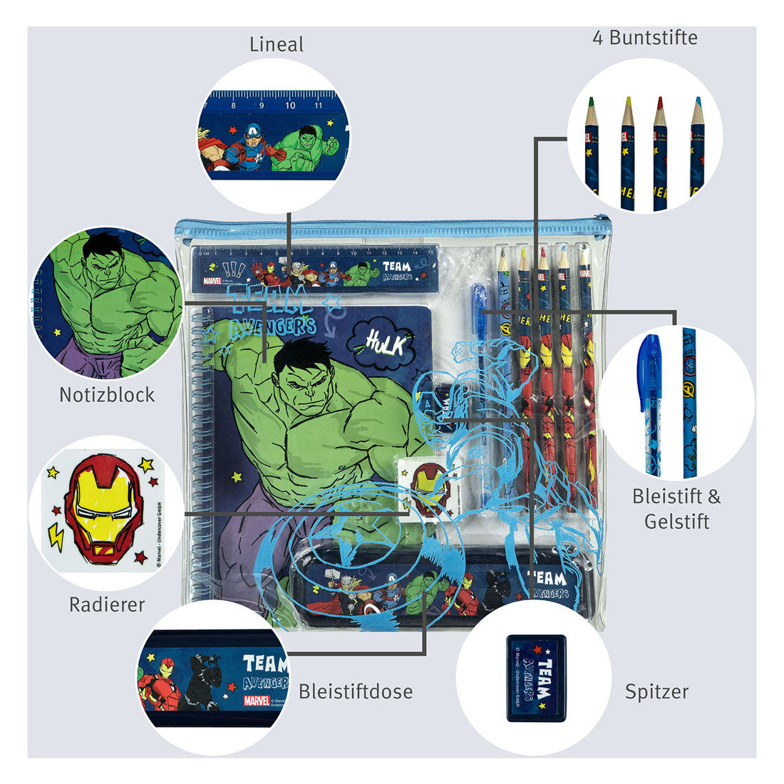 Undercover Notitie en schrijfset avengers