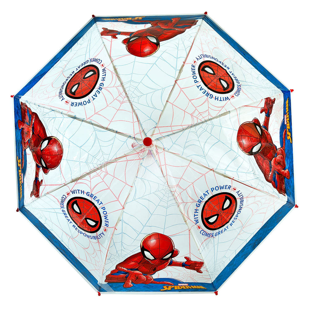 Undercover Spiderman kinderparaplu 66 cm blauw rood transparant