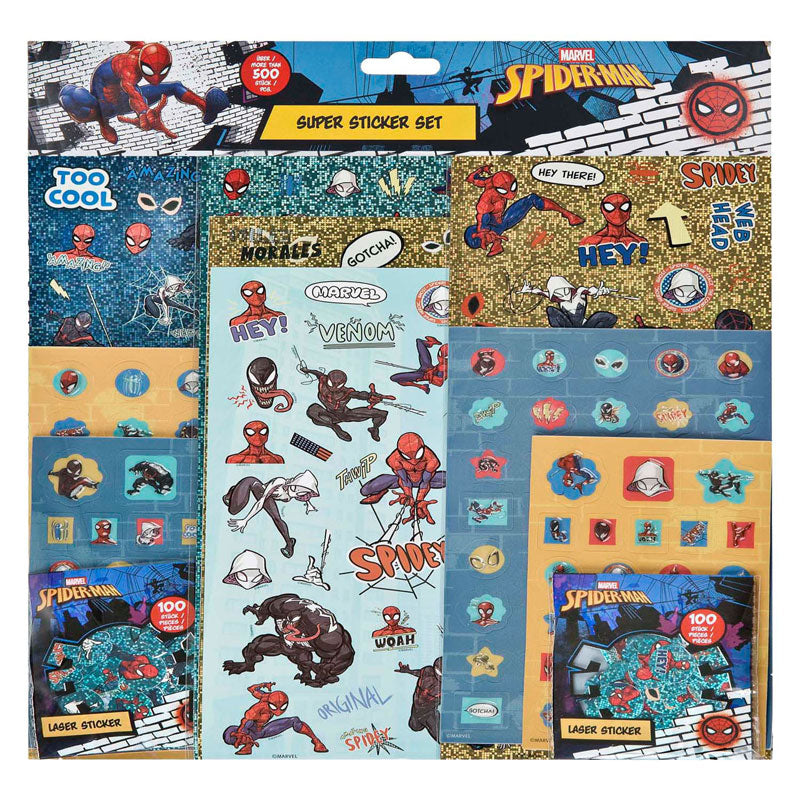 Undercover Super sticker set spiderman - 500+st.