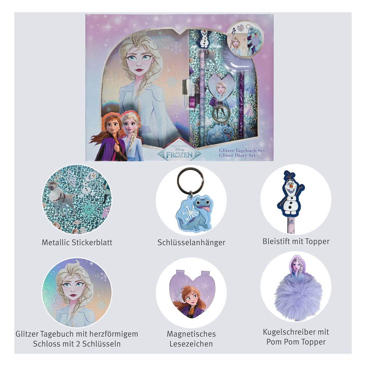 Undercover Glitter dagboek set frozen - 6dlg.