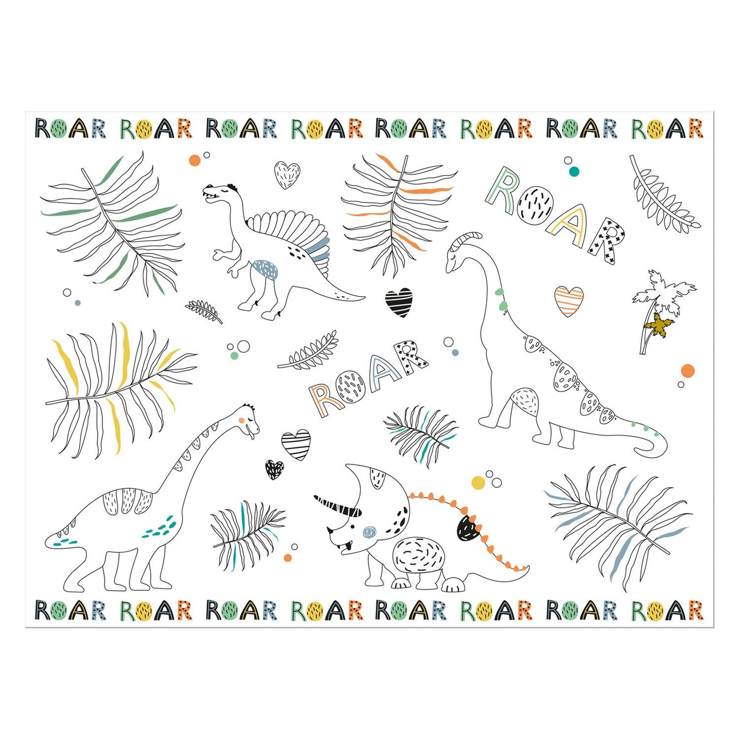 Folat BV Kleurplaat placemat dino roars, 6st.