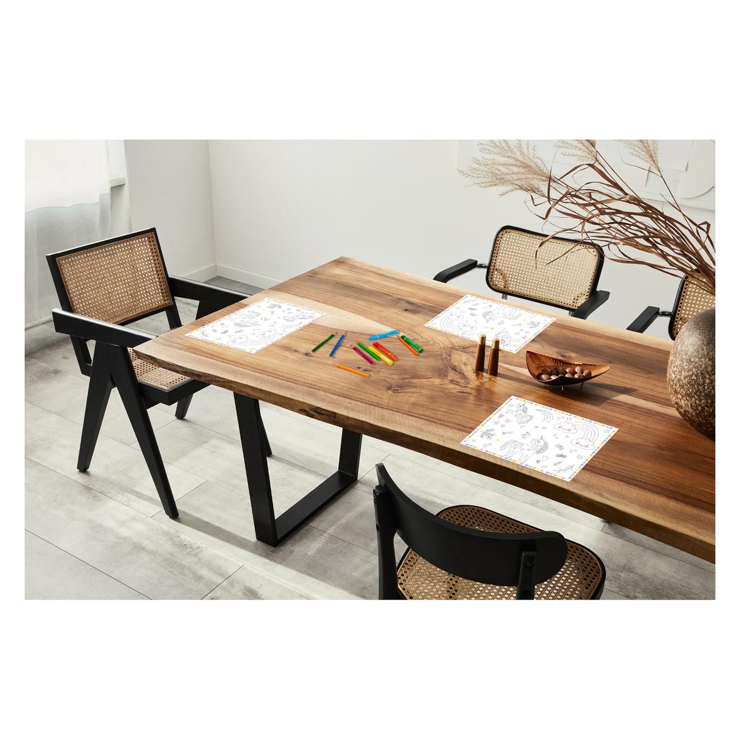 Folat BV Inkleurbare placemats unicorns rainbows, 6st.