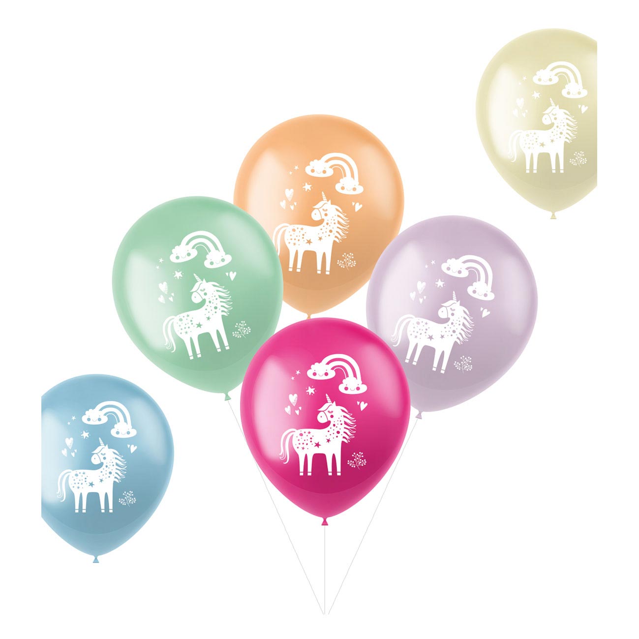 Folat BV Latex ballonnen unicorns rainbows, 6st.