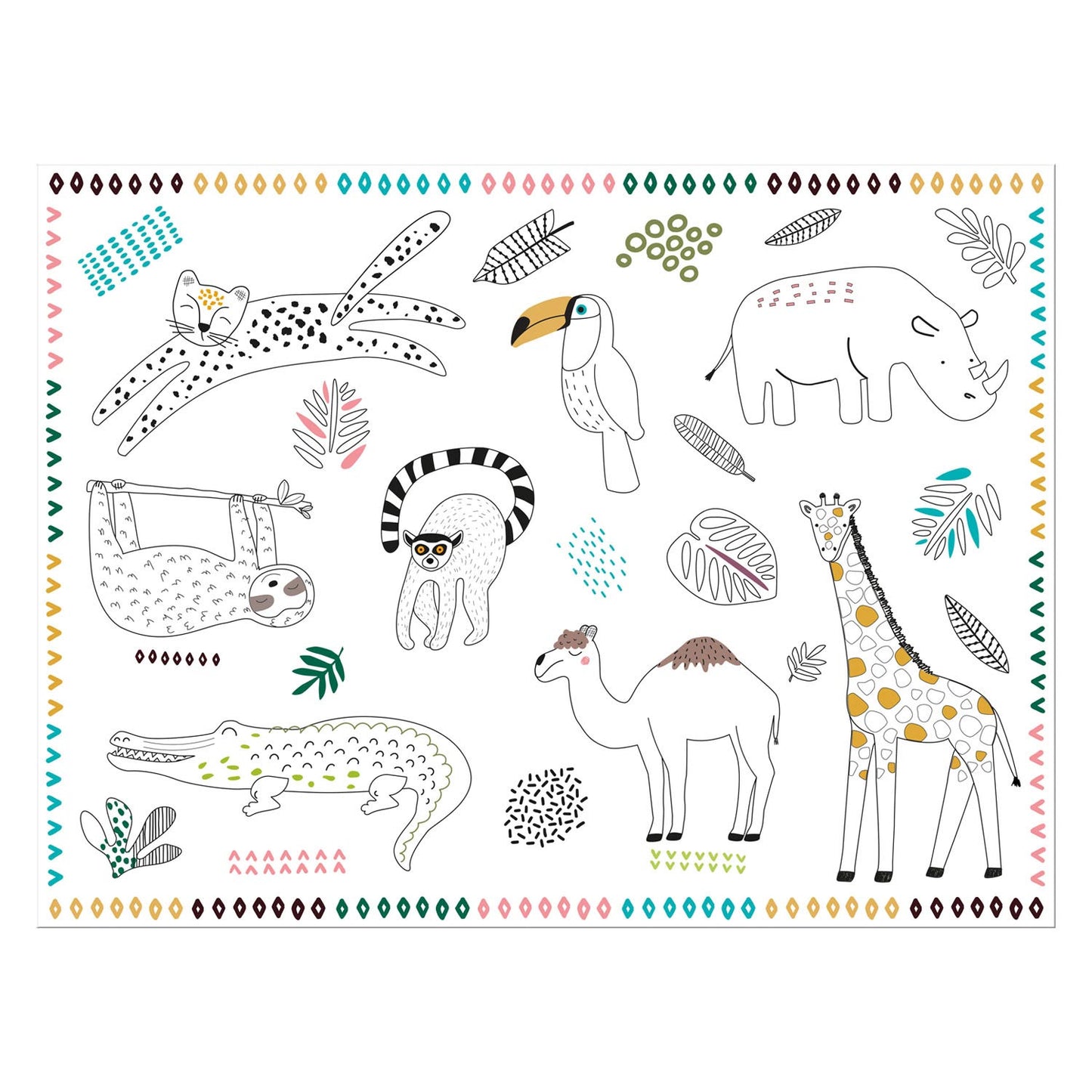 Folat BV Inkleurbare placemats wilde dieren 6st.