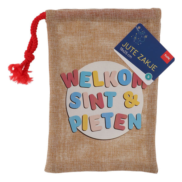Folat BV Jute pepernootzakje welkom sint pieten