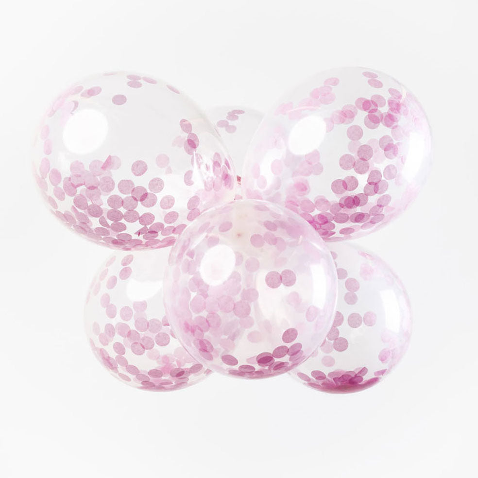Globos Confetti ballonnen papieren confetti baby roze 30cm, 6st.