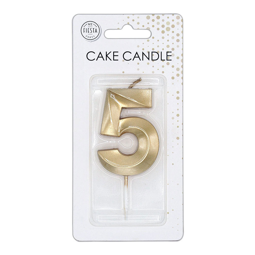 Globos Taartkaars 6cm metallic goud no. 5