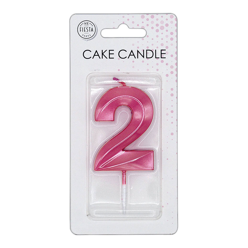 Globos Taartkaars 6cm metallic licht roze no. 2