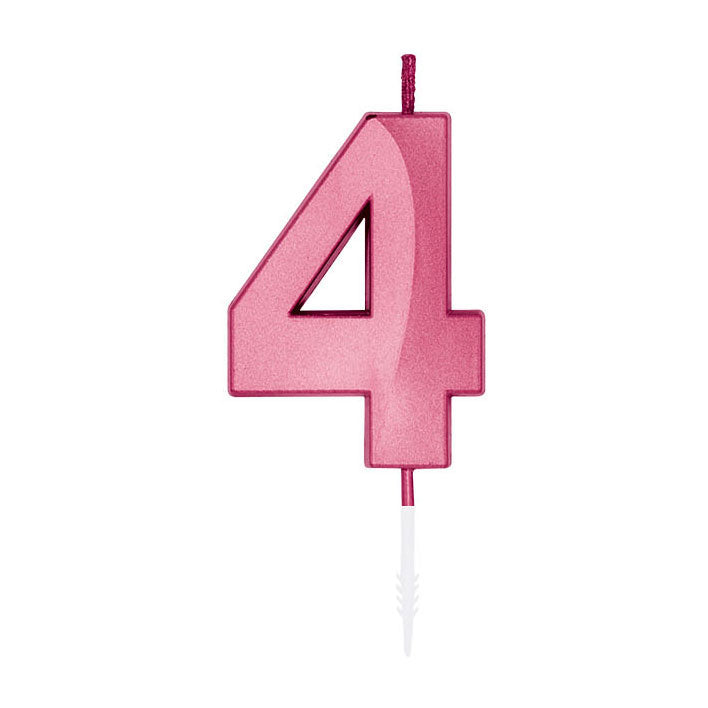 Globos Taartkaars 6cm metallic licht roze no. 4