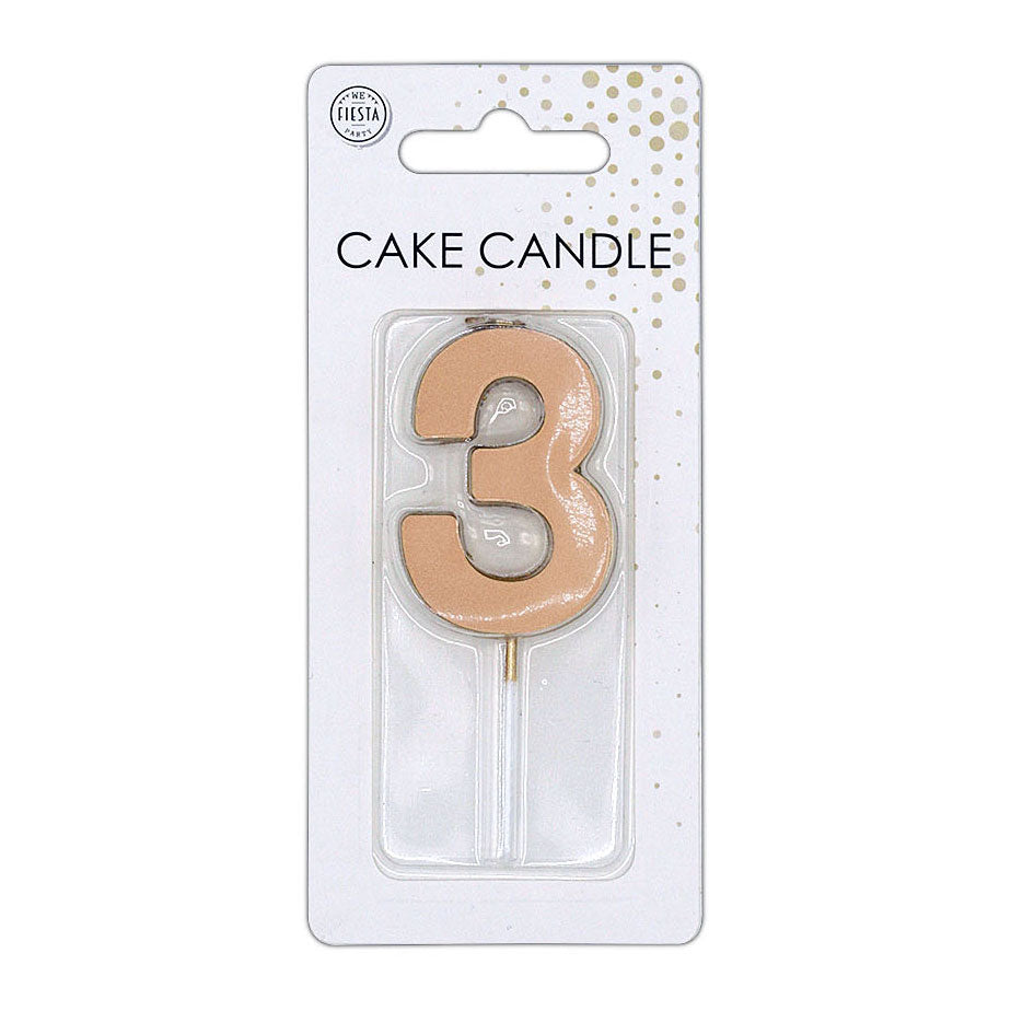 Globos Taartkaars 4,5cm metallic rose goud no. 3