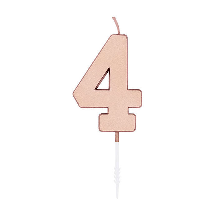 Globos Taartkaars 4,5cm metallic rose goud no. 4