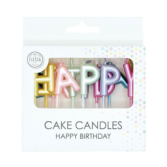 Globos Taartkaarsen set happy birthday pastel kleuren