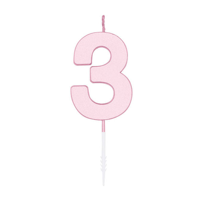 Globos Taartkaars 4,5cm pastel roze no. 3