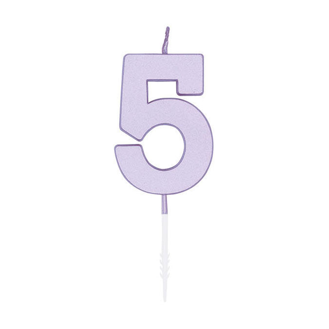 Globos Taartkaars 4,5cm pastel lila no. 5