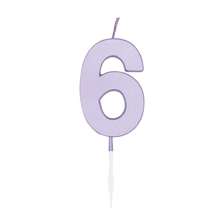 Globos Taartkaars 4,5cm pastel lila no. 6