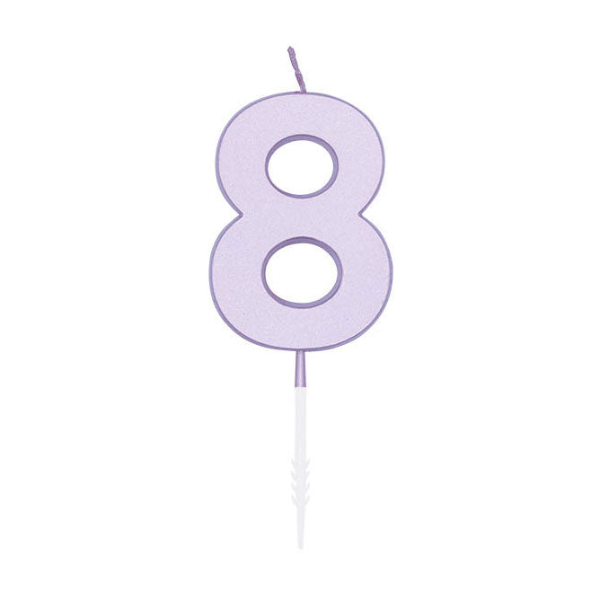 Globos Taartkaars 4,5cm pastel lila no. 8