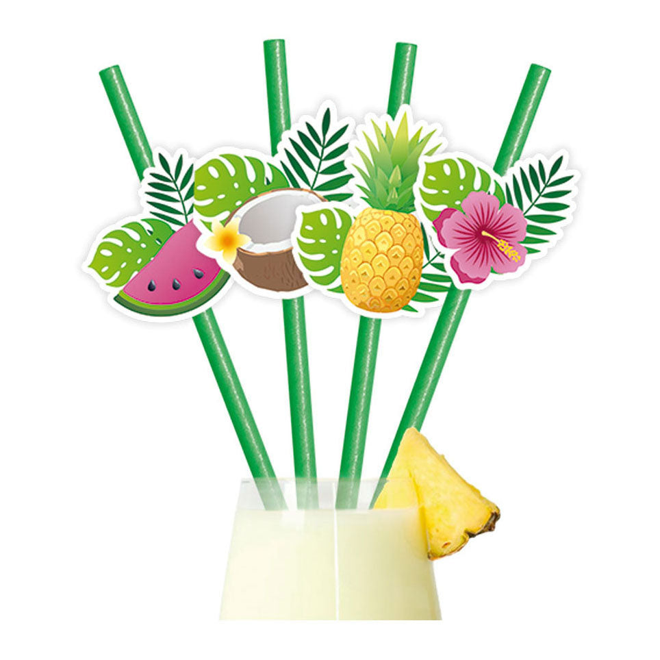 Globos Papieren rietjes fruit aloha - 6st.