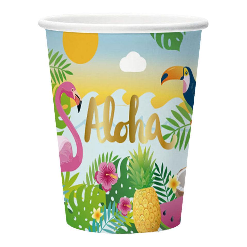 Globos Papieren bekers 210ml aloha - 8st.