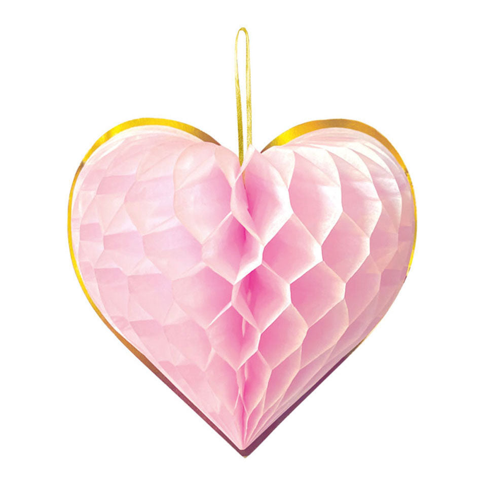 Globos Honeycomb harten 23cm watercolors hearts - 4st.