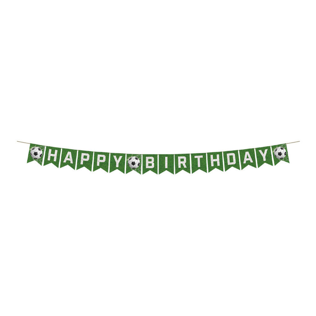 Globos Papieren vlaggenlijn happy birthday voetbal - 6m