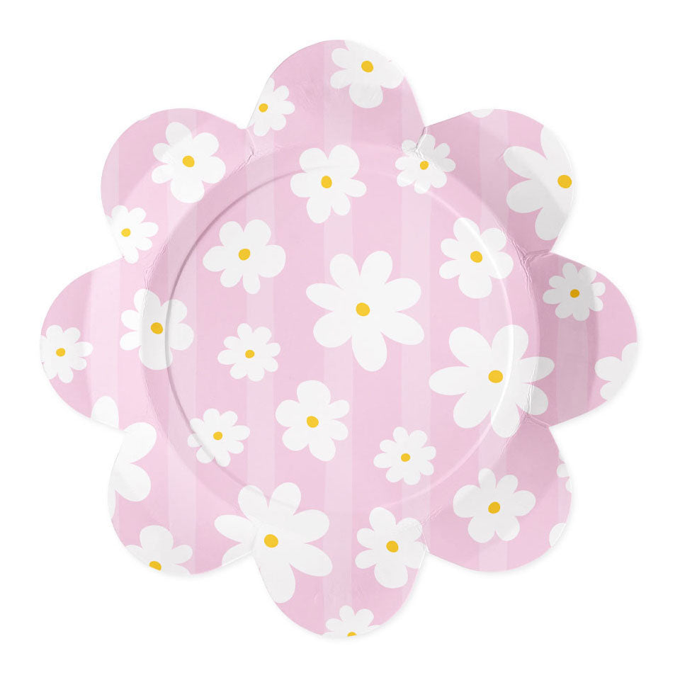Globos Papieren borden 23cm madeliefjes - 8st.
