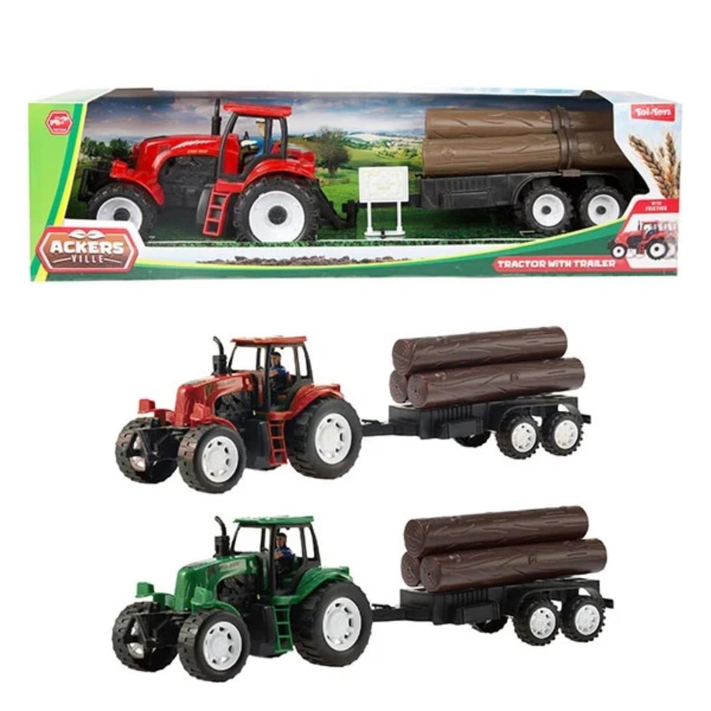 Toi-Toys Toi toys tractor met aanhanger 44cm