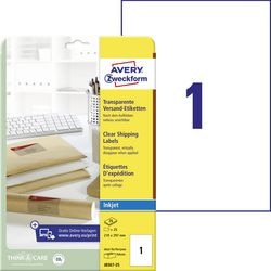 Inkjetetiketten Avery J8567-25 210 x 297 mm transparant herplakbaar