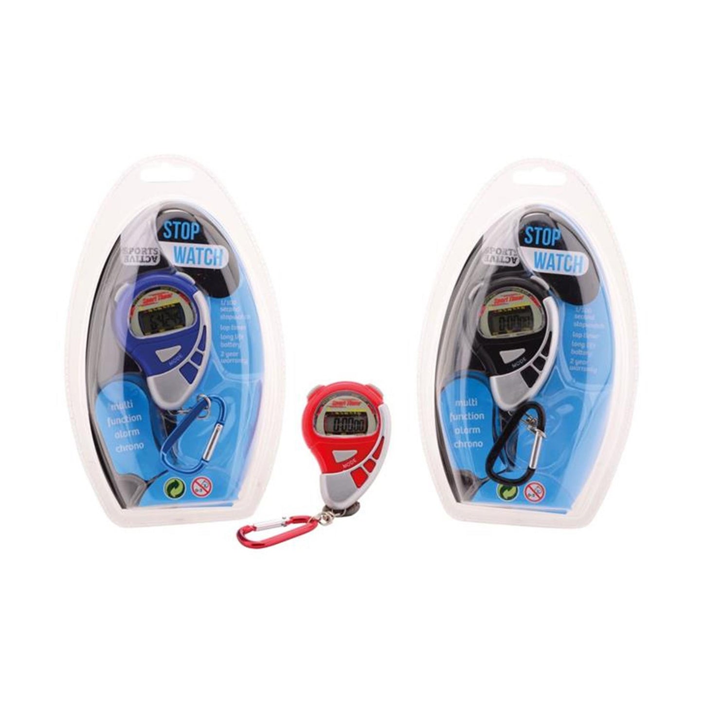Johntoy Sports active stopwatch aan karabijnhaak