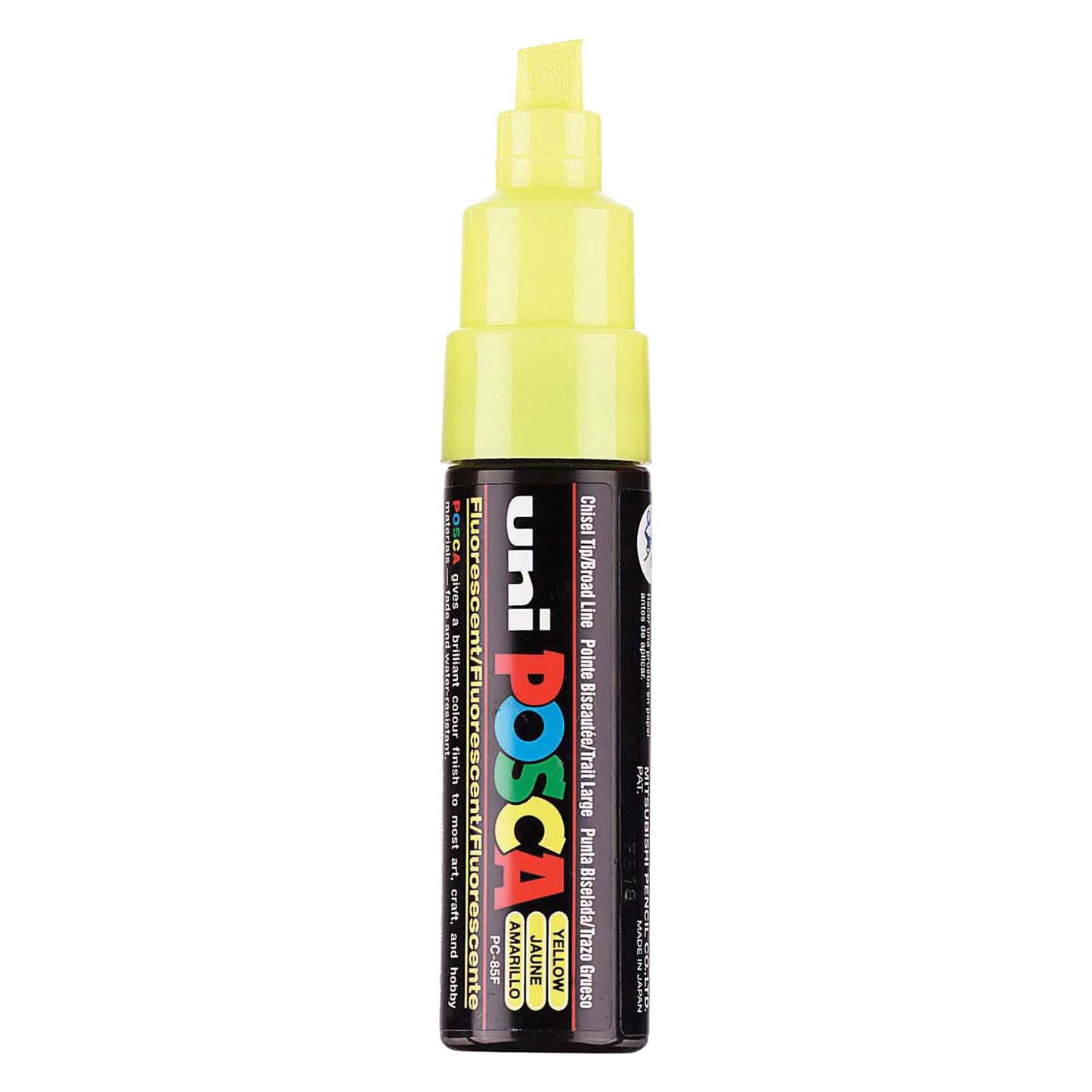 Uni Posca verfmarker 8k geel - beitelpunt 8mm
