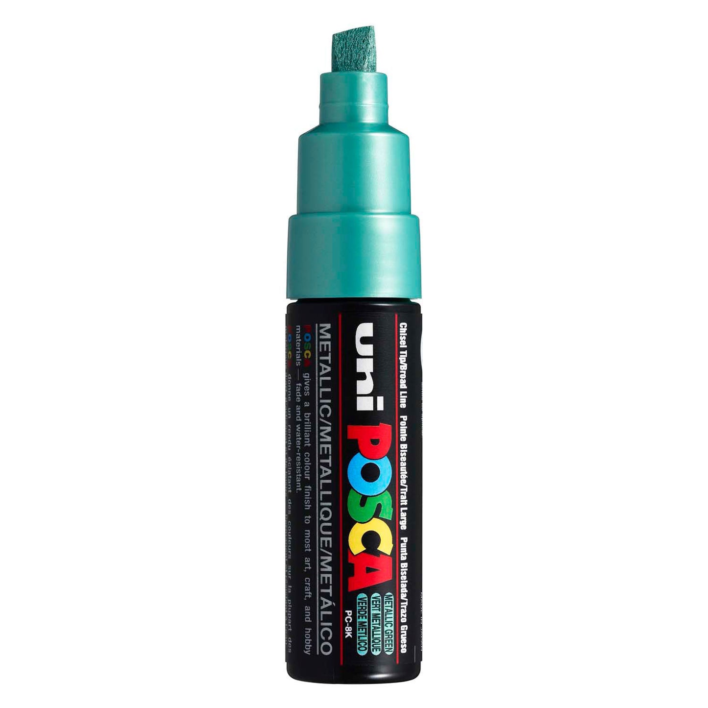 Uni Posca verfmarker 8k metallic groen - beitelpunt 8mm
