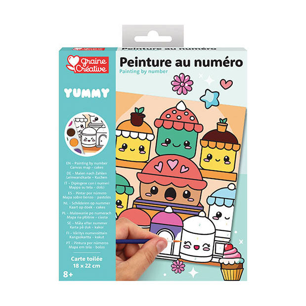 Graine Creative Graine schilderen op nummer set kawaii cakes - incl. acrylverf en penseel