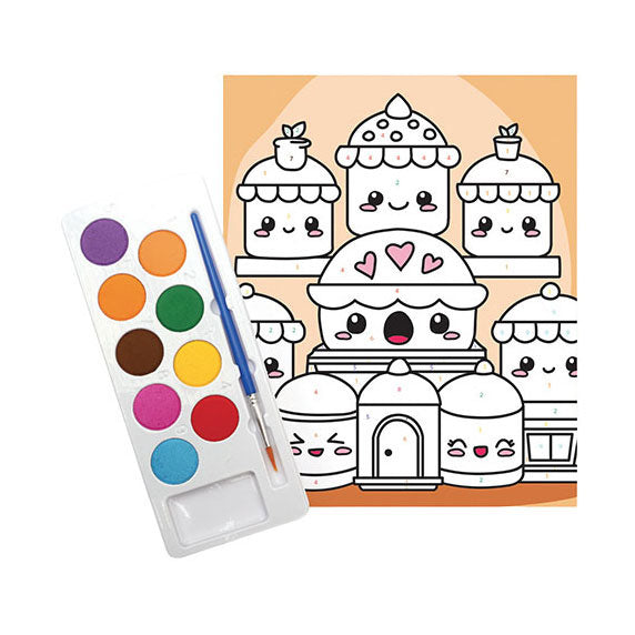 Graine Creative Graine schilderen op nummer set kawaii cakes - incl. acrylverf en penseel