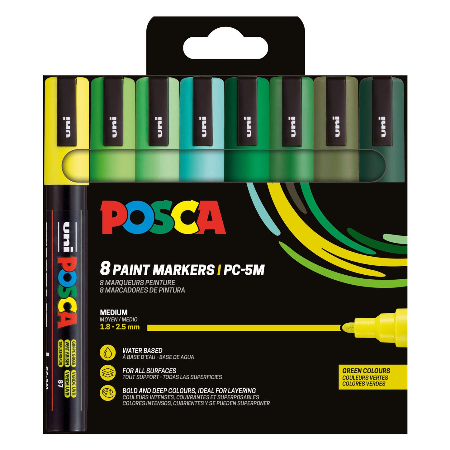 Uni Posca pc5m markers set groene tinten - 8st.