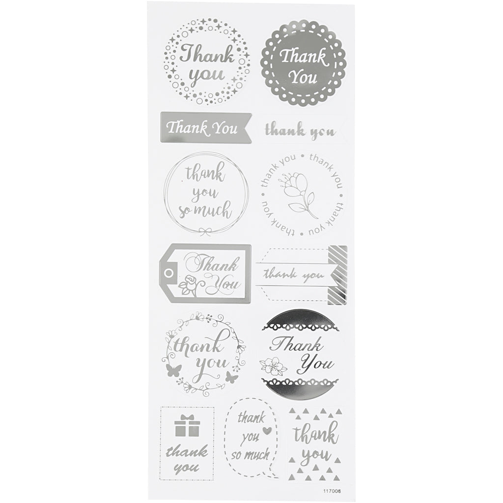 Creativ Company Https: www.cchobby.nl stickers-thank-you-vel-10x24-cm-ca-13-stuk-zilver-1-vel