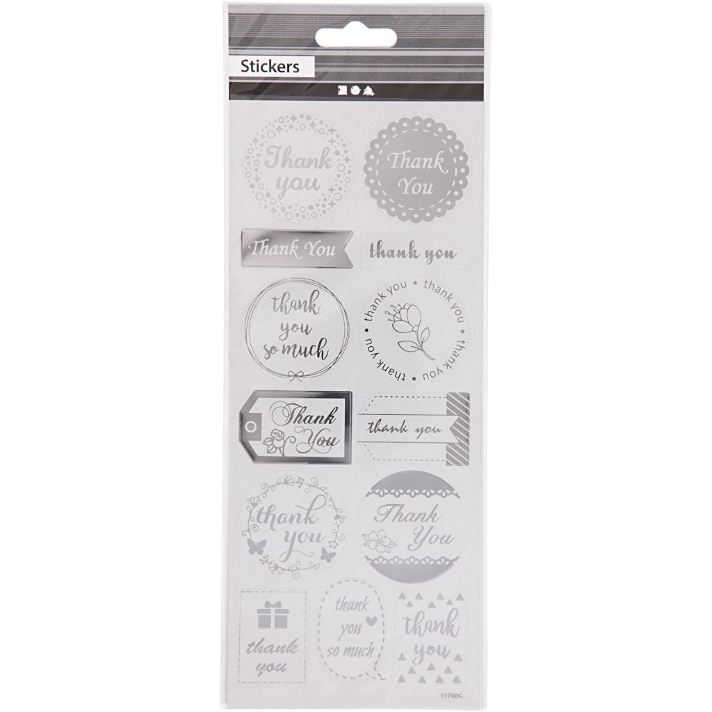 Creativ Company Https: www.cchobby.nl stickers-thank-you-vel-10x24-cm-ca-13-stuk-zilver-1-vel